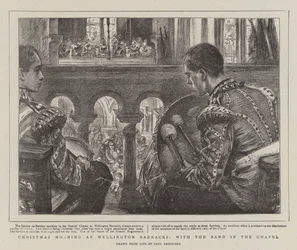 Julmorgon på Wellington Barracks, med orkestern i kapellet